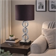 Table Lamp Set of 2- Brown Fabric Shades- 3 Ring Design- Silver Metal