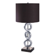 Table Lamp Set of 2- Brown Fabric Shades- 3 Ring Design- Silver Metal