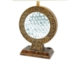 Table Lamp- Floating Crystal Core- White Shade- 28 Inch Antique Brown