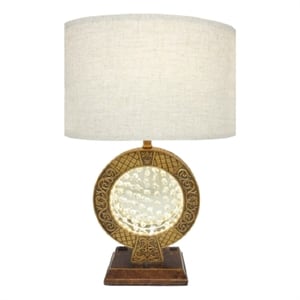 Table Lamp- Floating Crystal Core- White Shade- 28 Inch Antique Brown