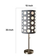 Table Lamp- Gray and White Dual Fabric Shade- Retro Cut Out Rings- 30 Inch