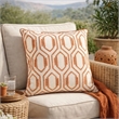 Throw Pillow Cover- Rust Orange Herringbone Embroidery 20 Inch Square