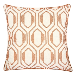 Throw Pillow Cover- Rust Orange Herringbone Embroidery 20 Inch Square