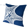 Throw Pillow Cover- Starfish Design- Coastal Indigo Velvet 20 Inch Square