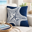 Throw Pillow Cover- Starfish Design- Coastal Indigo Velvet 20 Inch Square