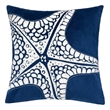 Throw Pillow Cover- Starfish Design- Coastal Indigo Velvet 20 Inch Square
