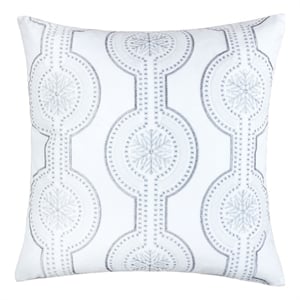 Zey Throw Pillow Cover- Snowflake Embroidered White Velvet- 20 Inch Square