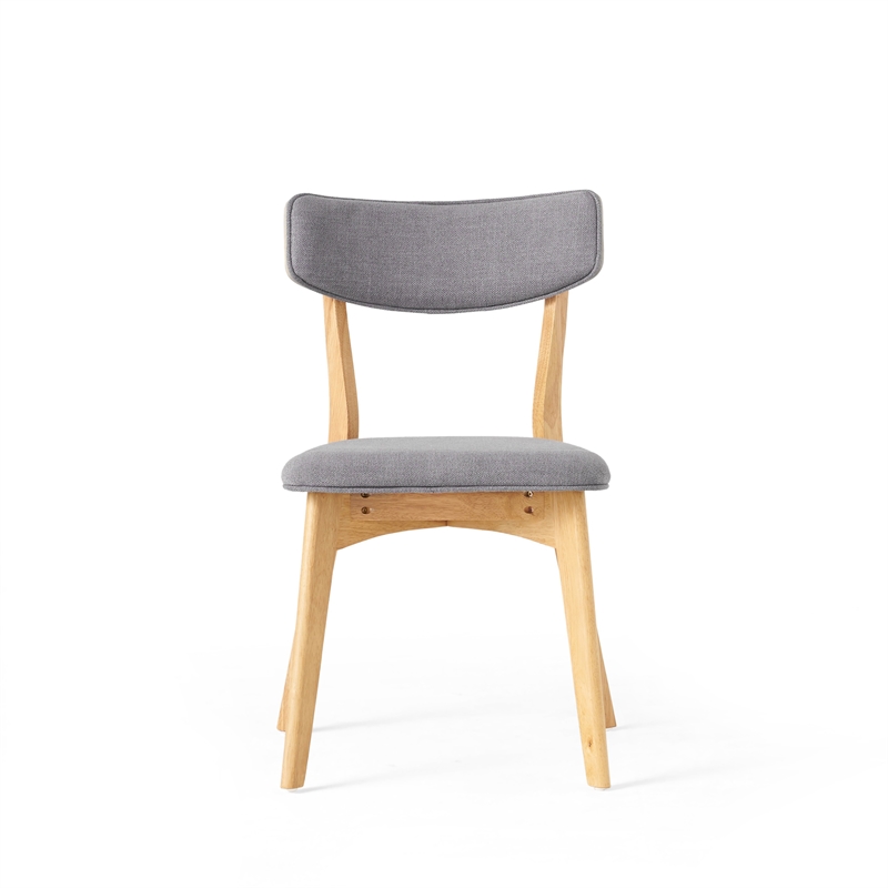 Bety Dining Side Chair Set of 2- Oak Brown Design- Dark Gray Fabric