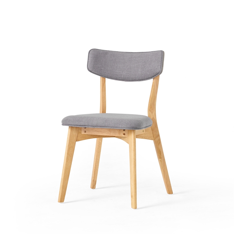 Bety Dining Side Chair Set of 2- Oak Brown Design- Dark Gray Fabric
