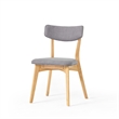 Bety Dining Side Chair Set of 2- Oak Brown Design- Dark Gray Fabric