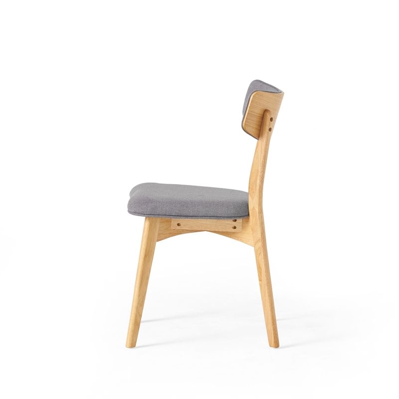 Bety Dining Side Chair Set of 2- Oak Brown Design- Dark Gray Fabric