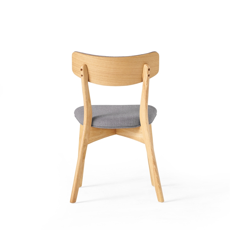 Bety Dining Side Chair Set of 2- Oak Brown Design- Dark Gray Fabric