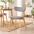 Bety Dining Side Chair Set of 2- Oak Brown Design- Dark Gray Fabric