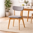 Bety Dining Side Chair Set of 2- Oak Brown Design- Dark Gray Fabric