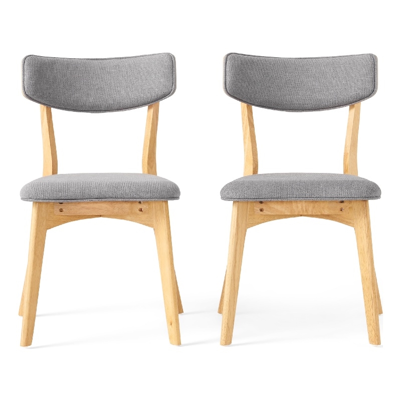 Bety Dining Side Chair Set of 2- Oak Brown Design- Dark Gray Fabric