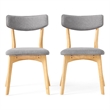 Bety Dining Side Chair Set of 2- Oak Brown Design- Dark Gray Fabric