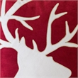 Lopa Square Throw Pillow- Holiday Reindeer Embroidery- Red Velvet 20 Inch