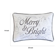 Lumbar Pillow- Merry and Bright Script- Embroidered White Velvet- 14x20