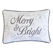 Lumbar Pillow- Merry and Bright Script- Embroidered White Velvet- 14x20