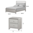 Queen Bedroom Set-Champagne Gray-Silver Wood-3 Piece Set w 2 Nightstand
