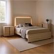 Queen Bedroom Set- White Wash- Chrome- 3 Piece Set with 2 Nightstands