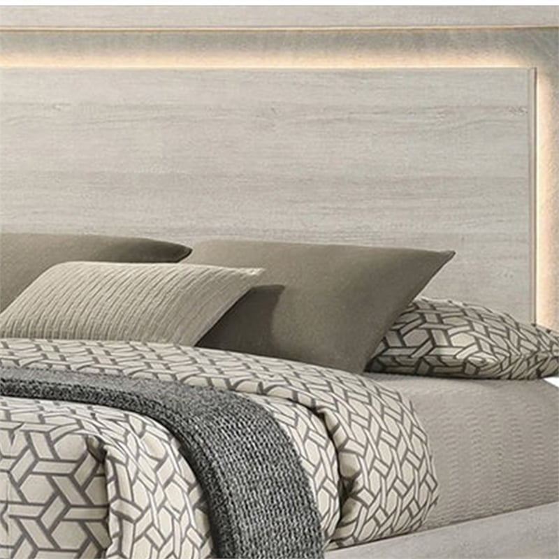 Queen Bedroom Set- White Wash- Stone Gray- 3 Piece Set with 2 Nightstands