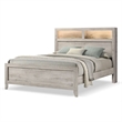 Queen Bedroom Set- White Wash- Black Wood- 2 Piece Set with Nightstand