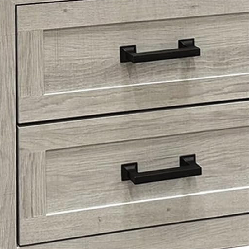 Queen Bedroom Set- White Wash- Black Wood- 2 Piece Set with Nightstand