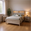 Queen Bedroom Set- White Wash- Black Wood- 3 Piece Set with 2 Nightstands