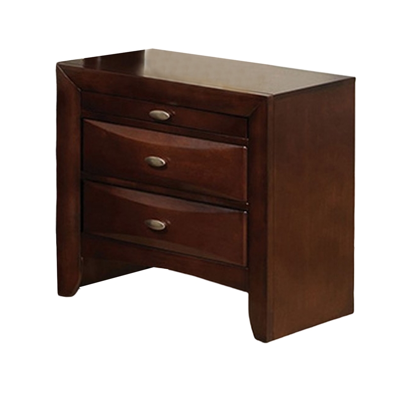 Queen Bedroom Set- Cherry Brown- Nickel Wood- 2 Piece Set with Nightstand