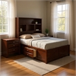 Queen Bedroom Set- Cherry Brown- Nickel Wood- 2 Piece Set with Nightstand