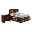 Queen Bedroom Set- Cherry Brown- Nickel Wood- 2 Piece Set with Nightstand