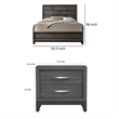Queen Bedroom Set- Gray- Black Wood- 2 Piece Set with Nightstand