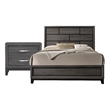 Queen Bedroom Set- Gray- Black Wood- 2 Piece Set with Nightstand