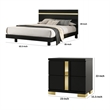 Queen Bedroom Set- Black- Gold Wood- 2 Piece Set with Nightstand