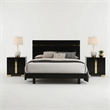 Queen Bedroom Set- Black- Gold Wood- 3 Piece Set with 2 Nightstands