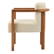 Dining Armchair Set of 2- Curved Back- Beige Upholstered Cushioned Seat