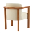 Dining Armchair Set of 2- Curved Back- Beige Upholstered Cushioned Seat