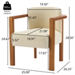 Dining Armchair Set of 2- Curved Back- Beige Upholstered Cushioned Seat