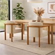 Dining Armchair Set of 2- Curved Back- Beige Upholstered Cushioned Seat