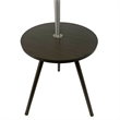 Accent Table Lamp w Side End Table- White Drum Shade- Espresso Brown