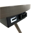 Accent Table Lamp w Side End Table- White Drum Shade- Espresso Brown