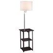 Accent Table Lamp with Shelves and USB Ports- 58 Inch- White Drum Shade