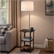 Accent Table Lamp with Shelves and USB Ports- 58 Inch- White Drum Shade