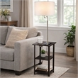 Accent Table Lamp with Shelves and USB Ports- 58 Inch- White Drum Shade