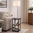 Accent Table Lamp with Shelves and USB Ports- 58 Inch- White Drum Shade