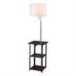 Accent Table Lamp with Shelves and USB Ports- 58 Inch- White Drum Shade