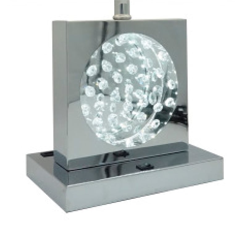 Accent Table Lamp- 22 Inch- Chrome Square Crystal Center with Night Light
