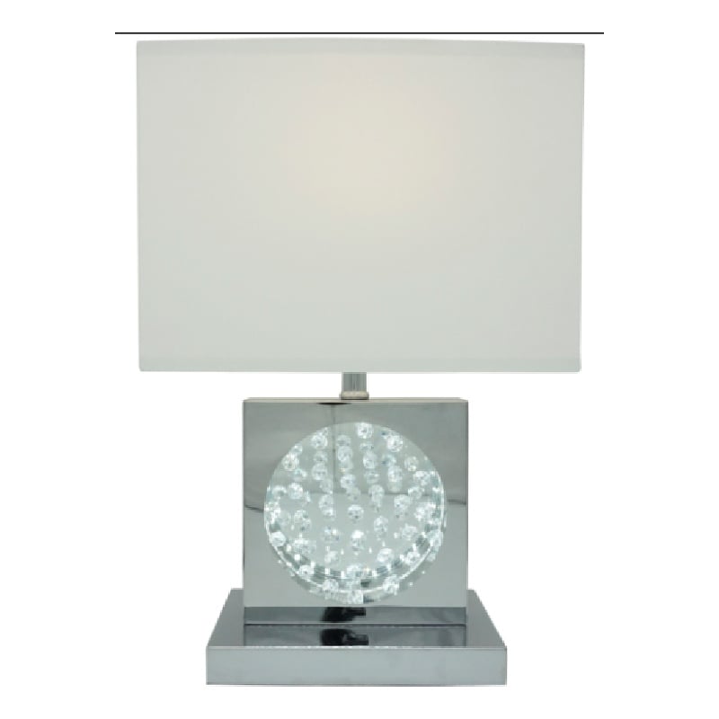 Accent Table Lamp- 22 Inch- Chrome Square Crystal Center with Night Light