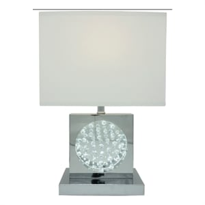 Accent Table Lamp- 22 Inch- Chrome Square Crystal Center with Night Light
